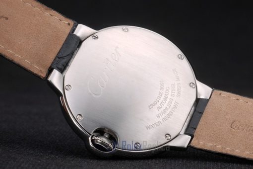 Cartier replica ballon bleu acciaio black strip leather orologio imitazione perfetta - immagine 10