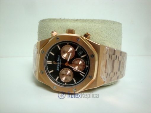 audemars piguet replica chrono royal oak leo messi rose gold black dial imitazione copia - immagine 2
