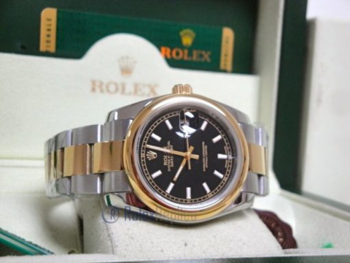 rolex replica datejust acciaio oro oyster black dial barrette orologio imitazione - immagine 7