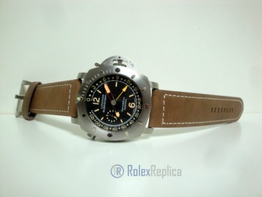 Panerai replica luminor marina submersible depth gauge acciaio strip leather imitazione copia - immagine 2