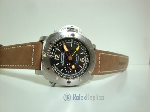 Panerai replica luminor marina submersible depth gauge acciaio strip leather imitazione copia - immagine 3