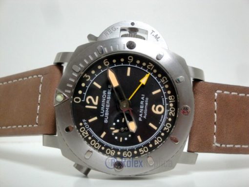 Panerai replica luminor marina submersible depth gauge acciaio strip leather imitazione copia