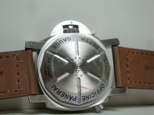 Panerai replica luminor marina submersible depth gauge acciaio strip leather imitazione copia - immagine 9