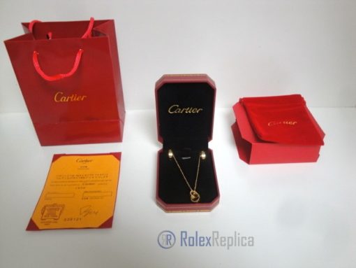 Cartier replica gioiello collier completo di orecchini love yellow gold - immagine 2