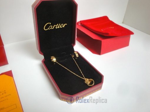 Cartier replica gioiello collier completo di orecchini love yellow gold - immagine 4