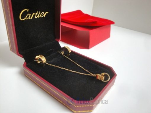 Cartier replica gioiello collier completo di orecchini love yellow gold - immagine 5