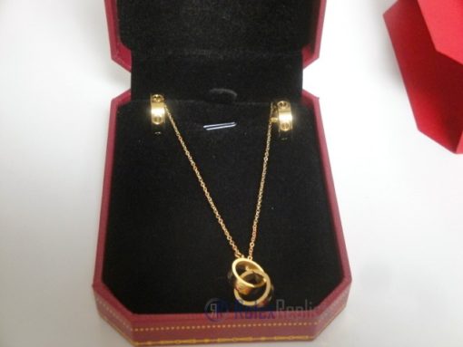 Cartier replica gioiello collier completo di orecchini love yellow gold