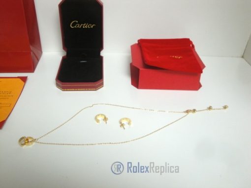 Cartier replica gioiello collier completo di orecchini love yellow gold - immagine 7