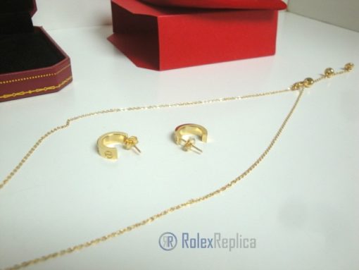 Cartier replica gioiello collier completo di orecchini love yellow gold - immagine 9