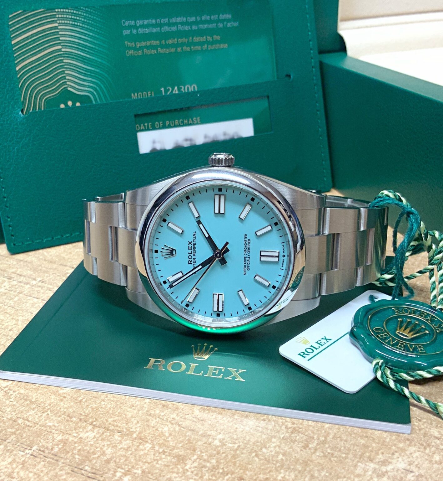 rolex oyster perpetual 41 turquoise blue