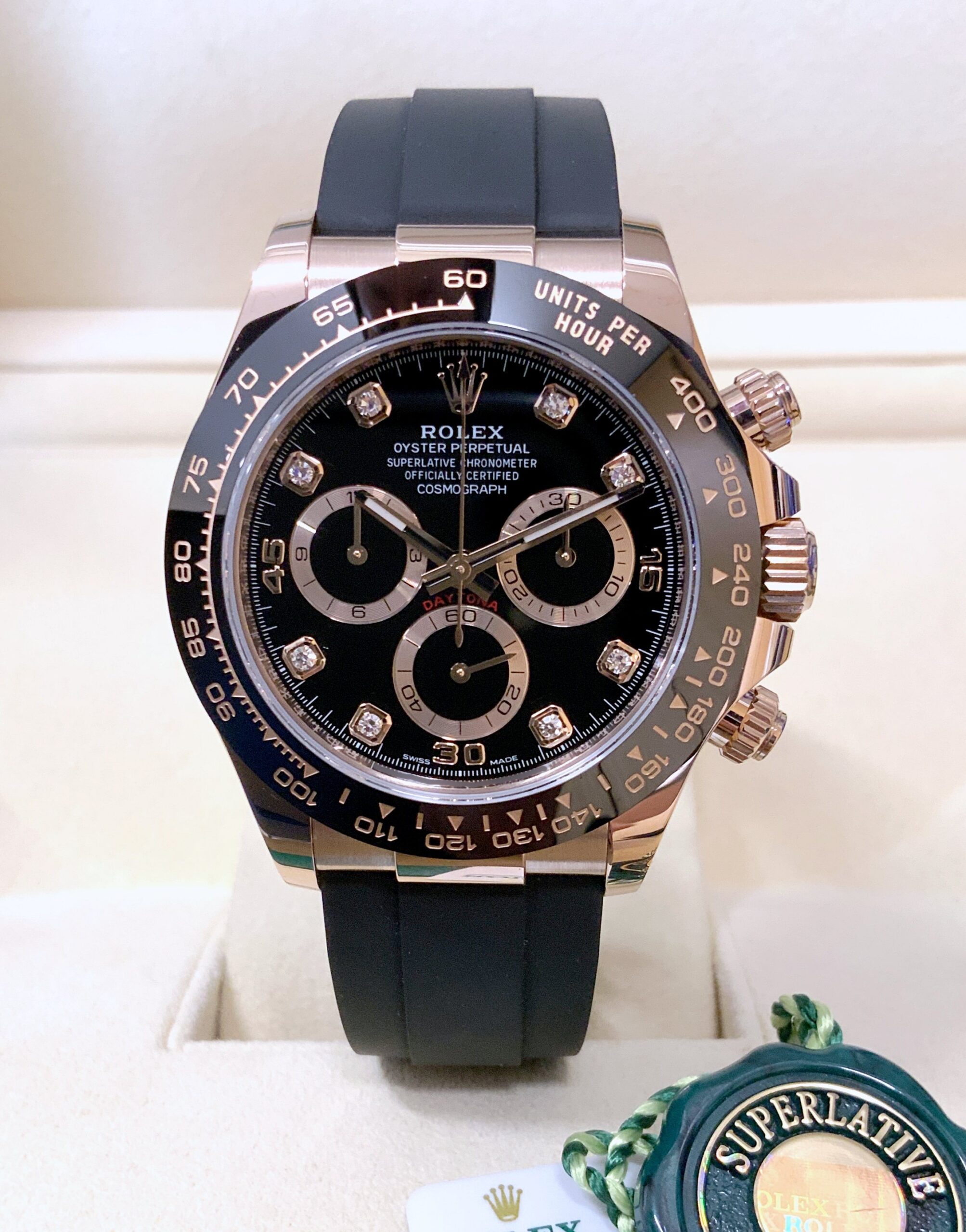 Rolex replica daytona oysterflex 116515LN rose gold diamond dial